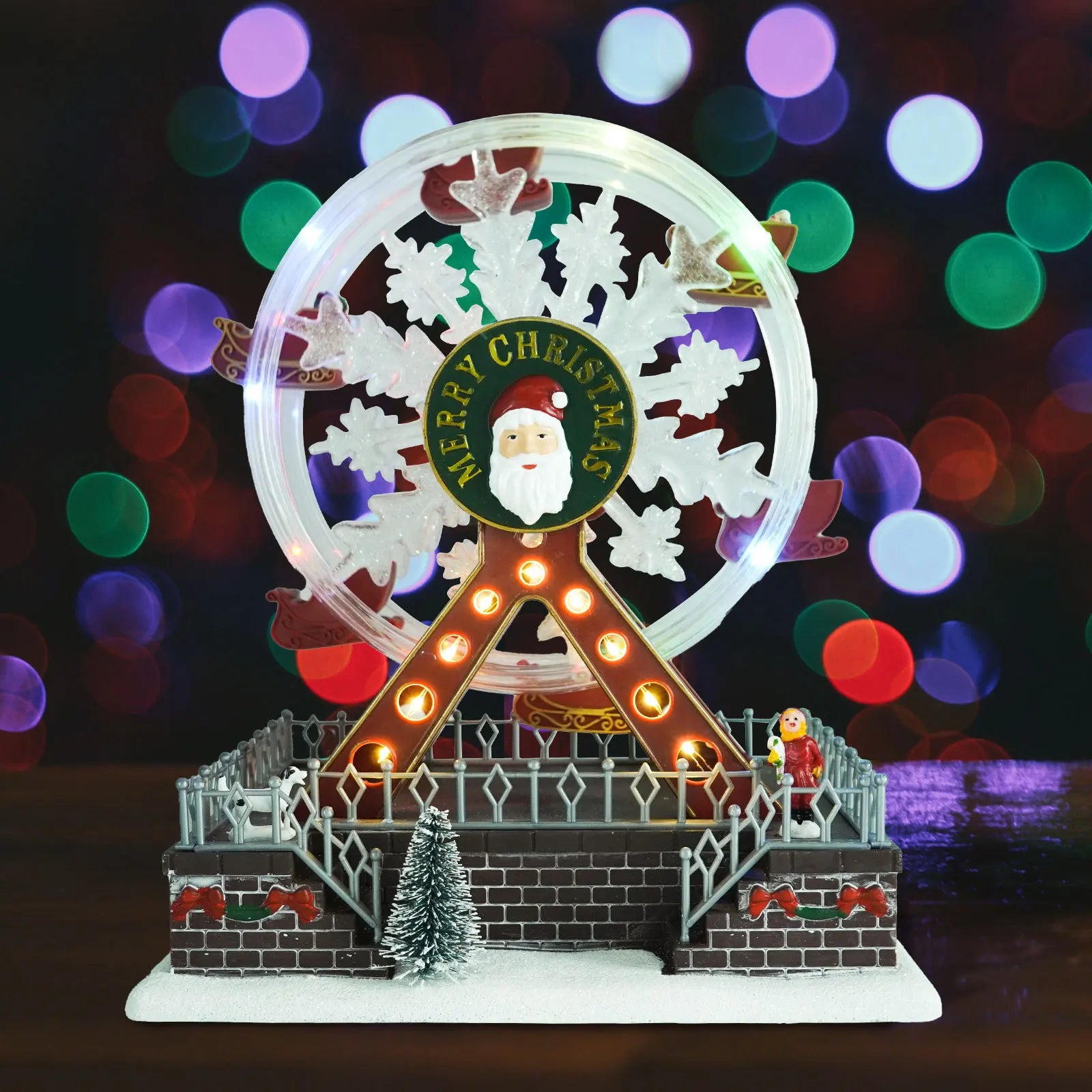 Rotating Christmas Ferris Wheel with Glowing Lights and Music-2