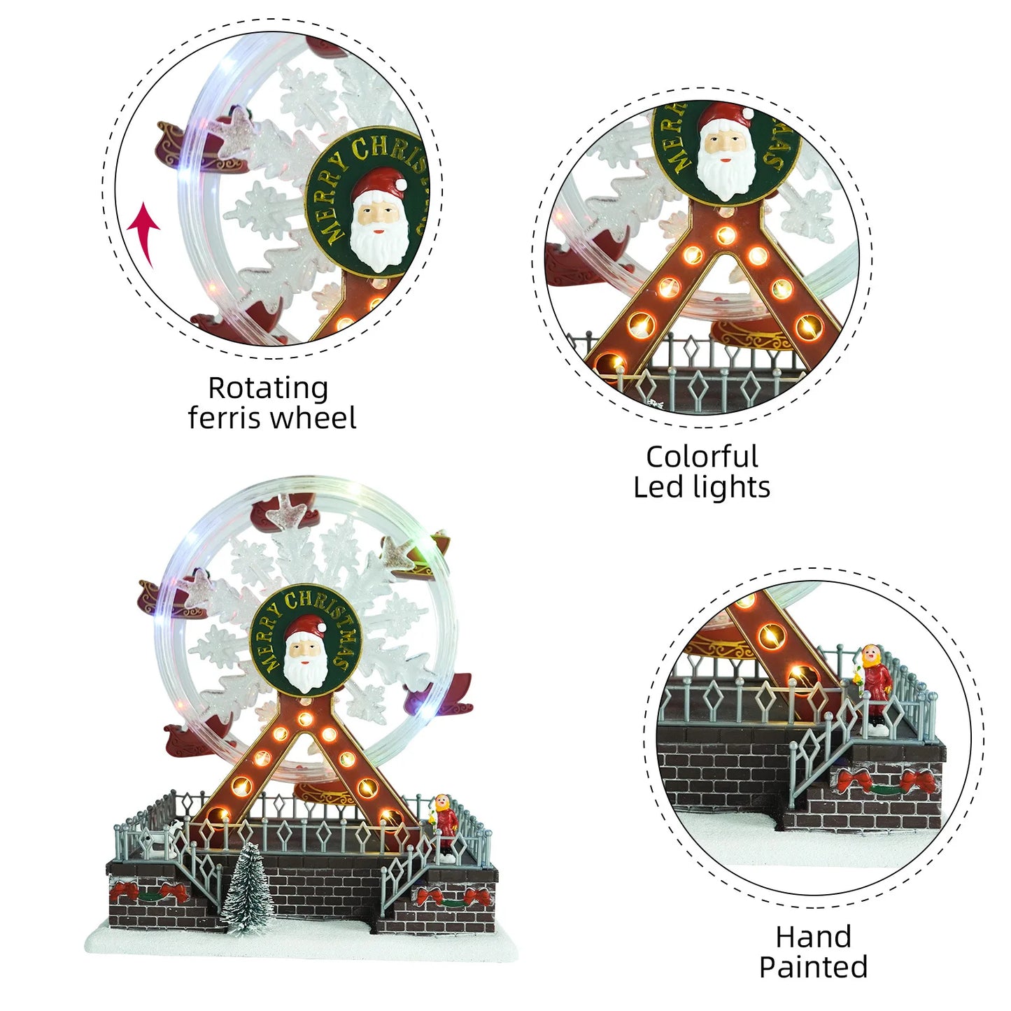 Rotating Christmas Ferris Wheel with Glowing Lights and Music-3