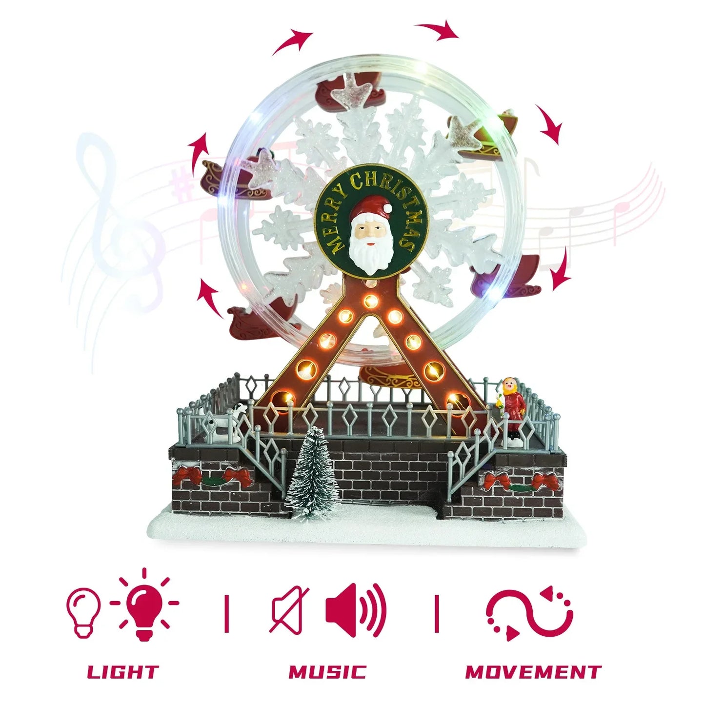 Rotating Christmas Ferris Wheel with Glowing Lights and Music-4