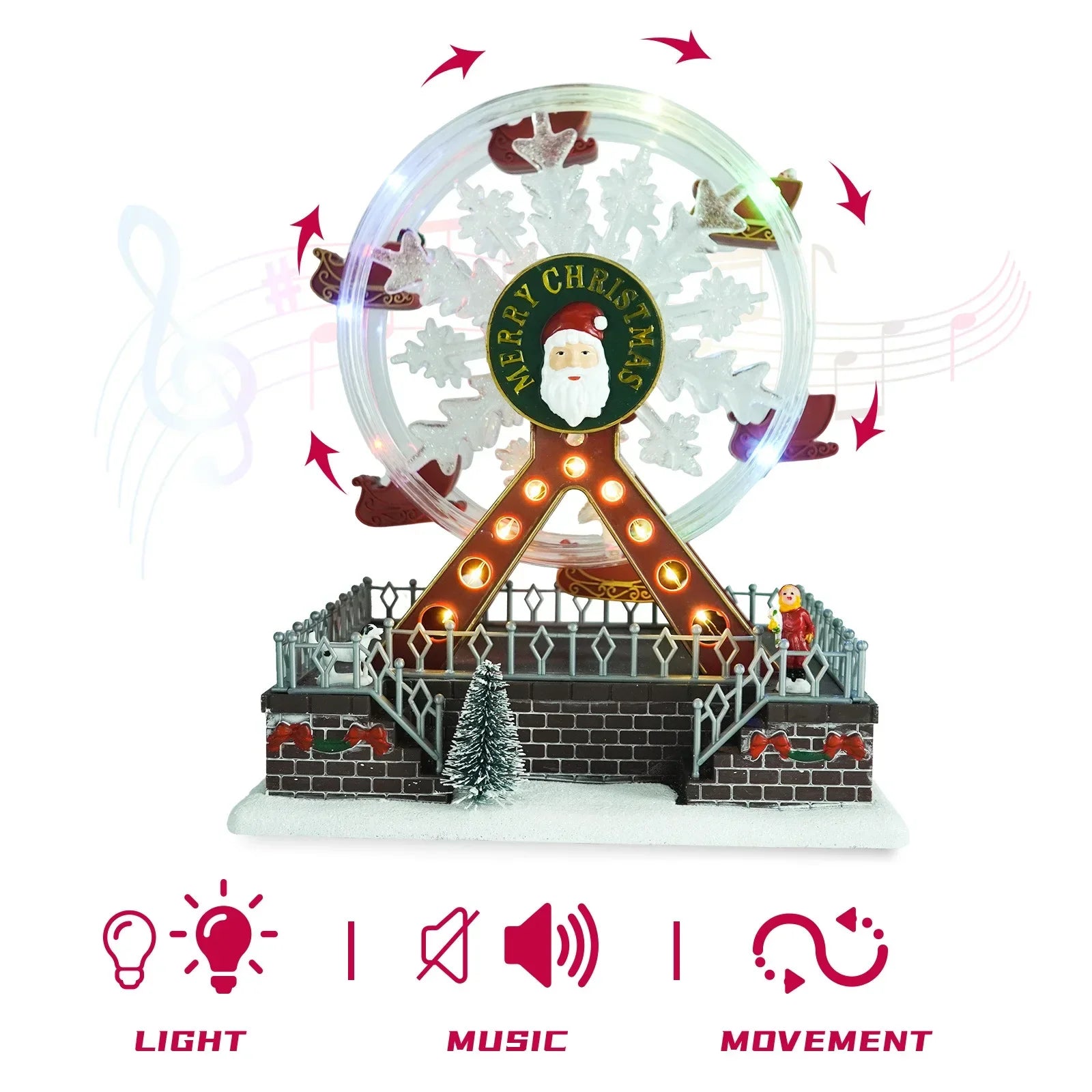 Rotating Christmas Ferris Wheel with Glowing Lights and Music-4