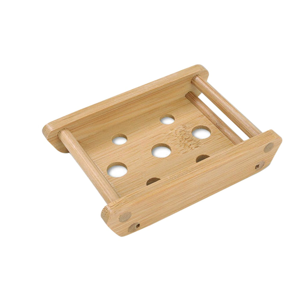 Wooden Natural Bamboo Soap Dishes Tray Holder-0