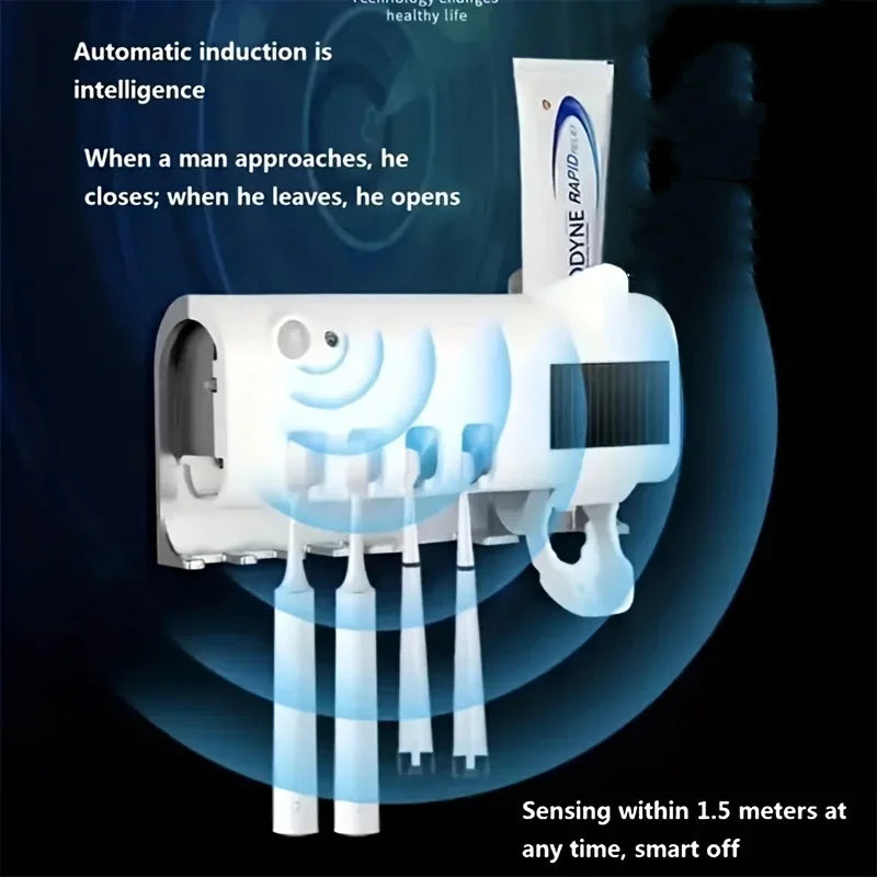 Automatic Toothbrush Holder with Toothpaste Squeezer-2