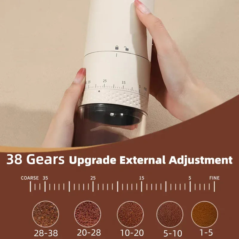 Rechargeable Coffee Grinder 38 Level Adjustable Conical Burr White-4