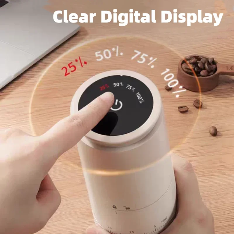 Rechargeable Coffee Grinder 38 Level Adjustable Conical Burr White-2