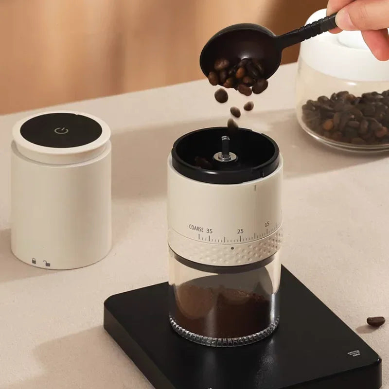 Rechargeable Coffee Grinder 38 Level Adjustable Conical Burr White-3