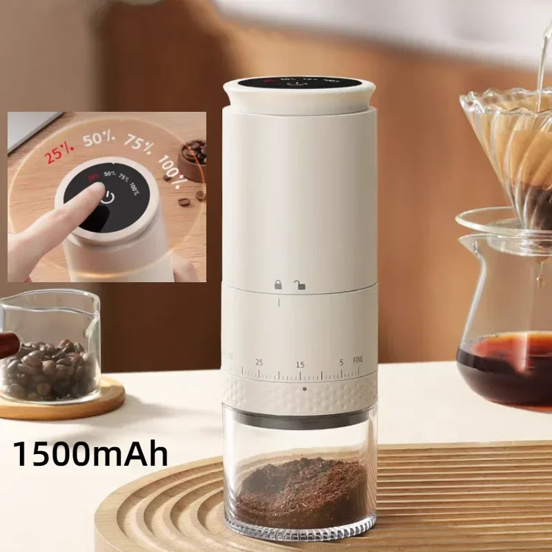 Rechargeable Coffee Grinder 38 Level Adjustable Conical Burr White-1