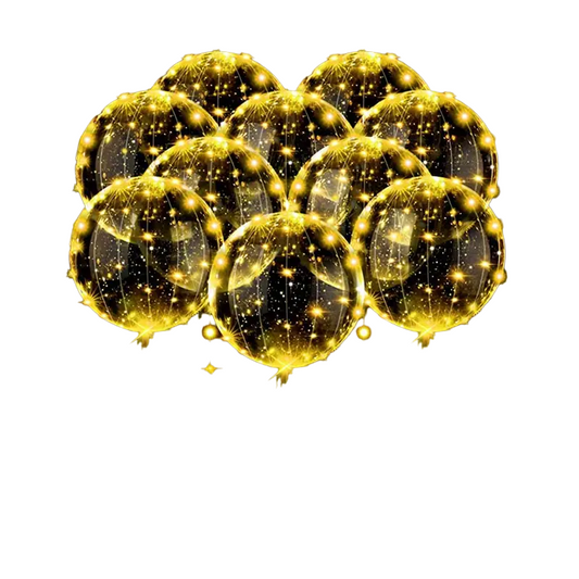 10pcs LED Balloons: Luminous Bobo Light-Up Flashing Helium Balloons(Warm Light)-0