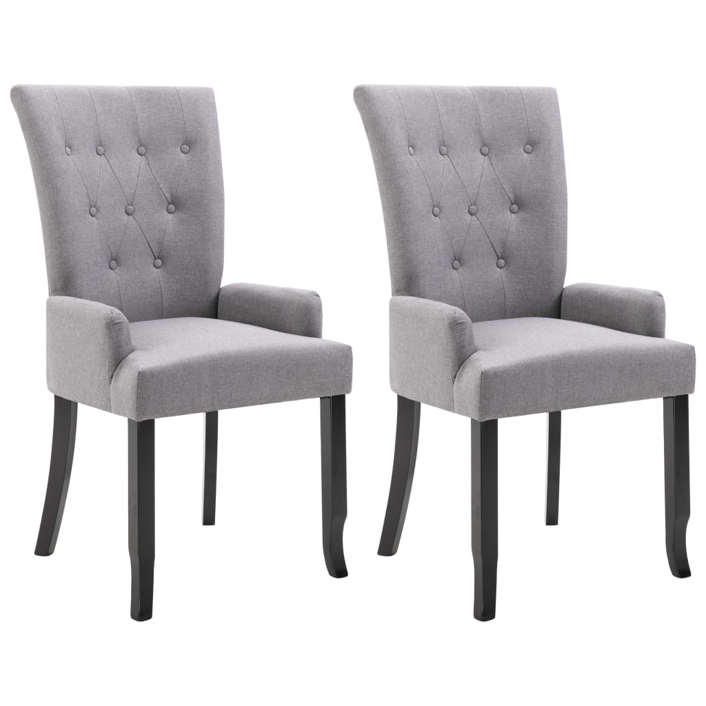 NNEVL Dining Chairs with Armrests 2 pcs Light Grey Fabric-1