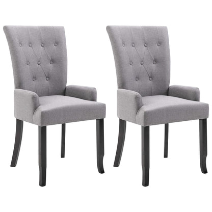 NNEVL Dining Chairs with Armrests 2 pcs Light Grey Fabric-1