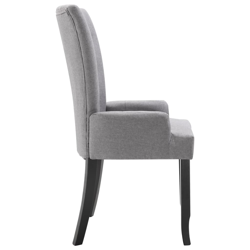 NNEVL Dining Chairs with Armrests 2 pcs Light Grey Fabric-3