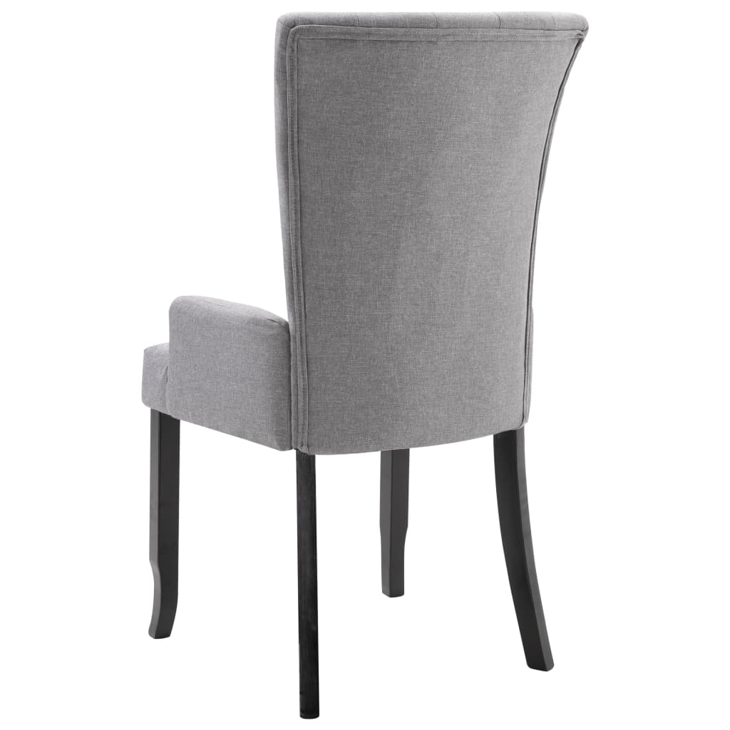 NNEVL Dining Chairs with Armrests 2 pcs Light Grey Fabric-4