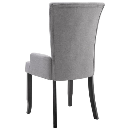 NNEVL Dining Chairs with Armrests 2 pcs Light Grey Fabric-4