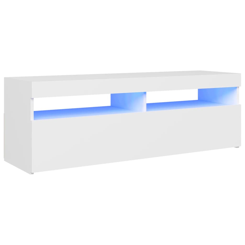 NNEVL TV Cabinet with LED Lights White 120x35x40 cm-1