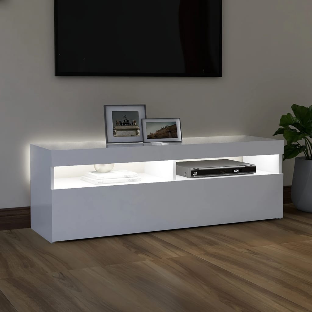 NNEVL TV Cabinet with LED Lights White 120x35x40 cm-2