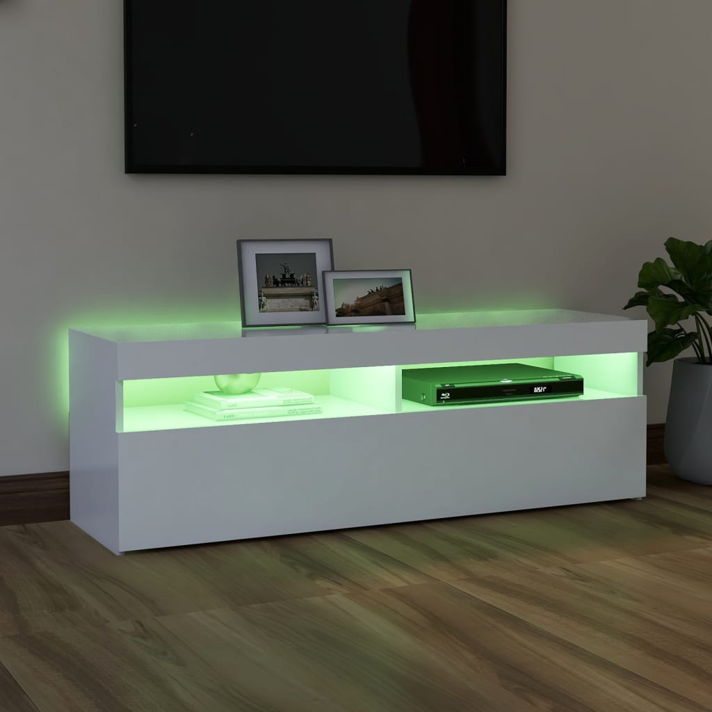 NNEVL TV Cabinet with LED Lights White 120x35x40 cm-4