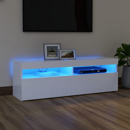 NNEVL TV Cabinet with LED Lights White 120x35x40 cm-0
