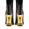 European And American Style Tiger Tooth Profiled Heel Skinny Stretch Boots Rhinestone Flame