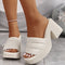 High Heel Slippers Women's Outdoor Sandals Chunky Heel Slippers