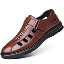 Cowhide Business Formal Wear Hollow Breathable Plus Size Men's Casual Leather Sandals