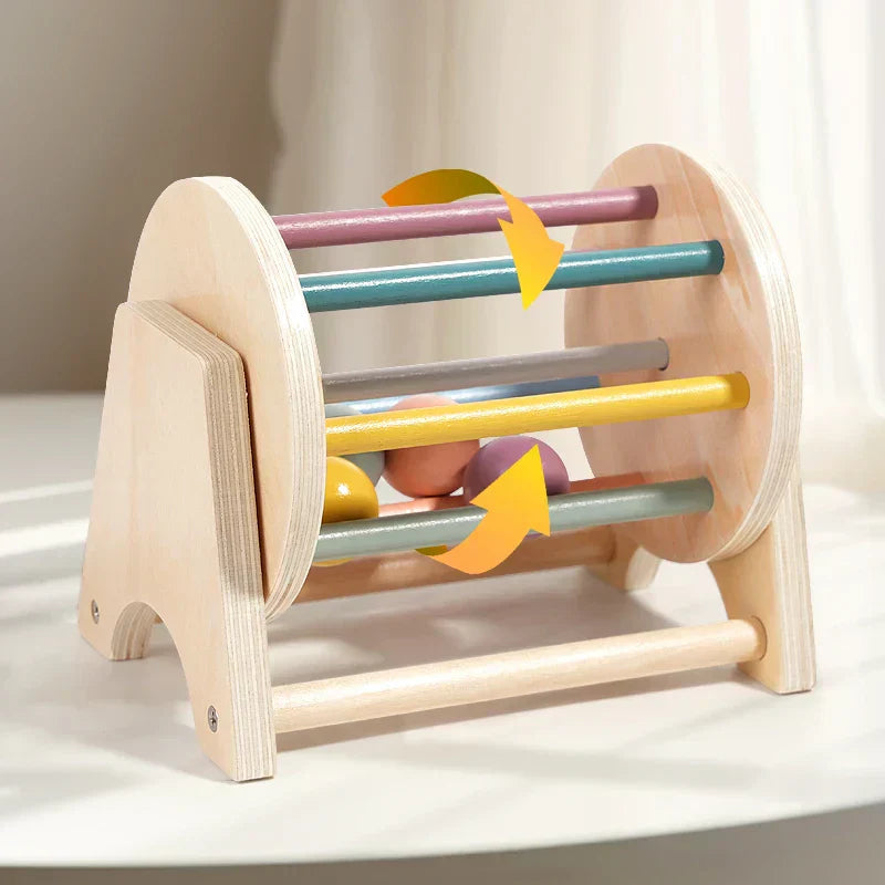 Montessori Wooden Spinning Infant Drum-2