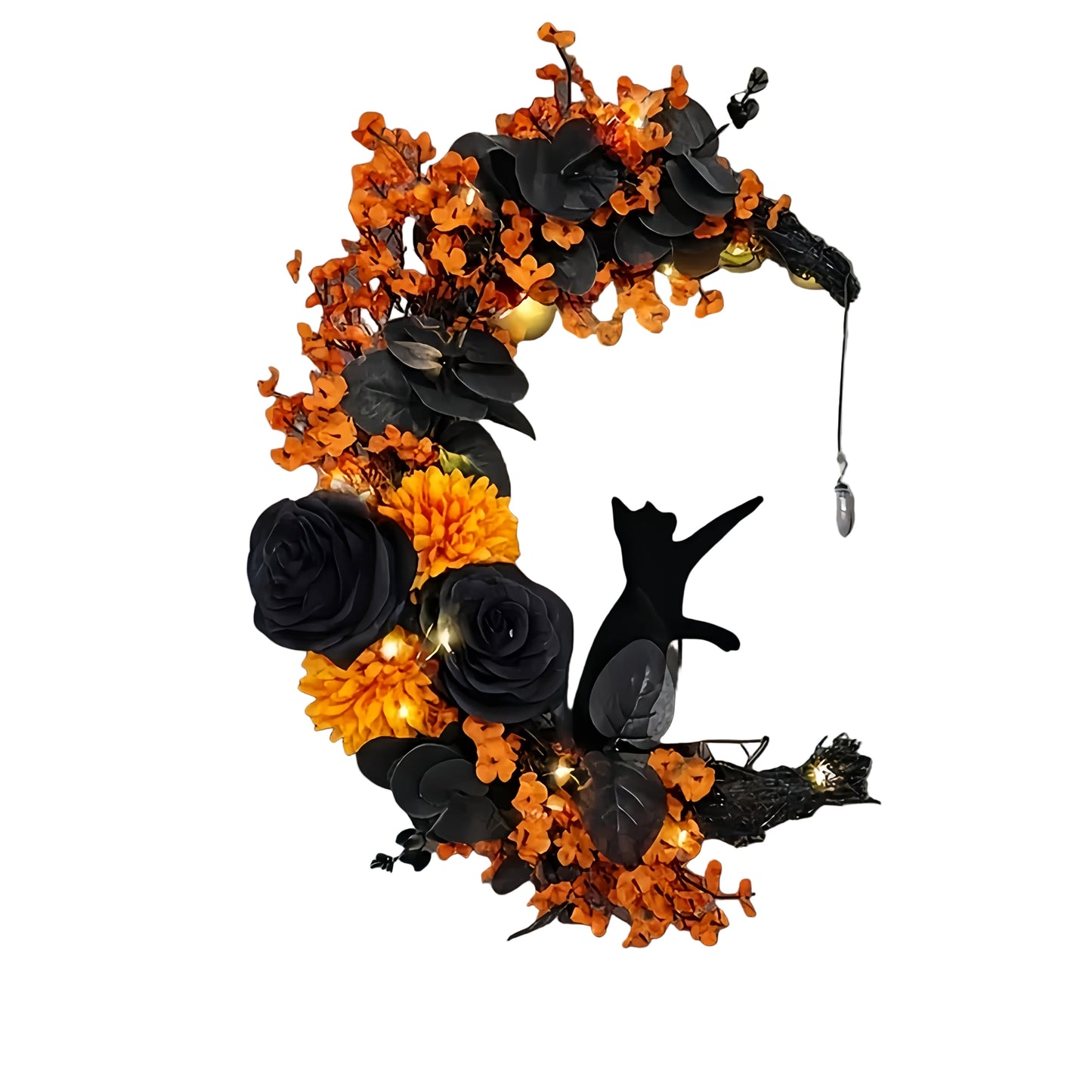 Gothic Halloween Moon Wreath Door Hanging-0