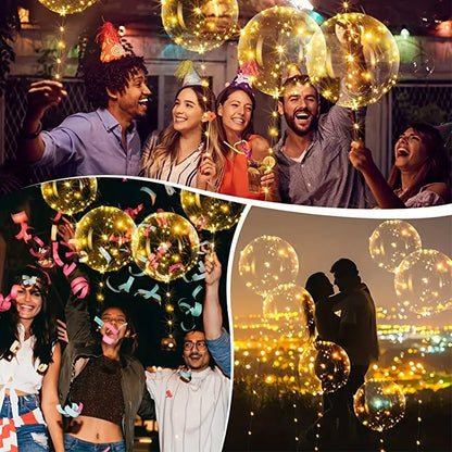 10pcs LED Balloons: Luminous Bobo Light-Up Flashing Helium Balloons(Warm Light)-3