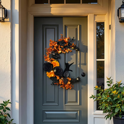 Gothic Halloween Moon Wreath Door Hanging-2