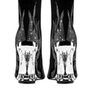 European And American Style Tiger Tooth Profiled Heel Skinny Stretch Boots Rhinestone Flame